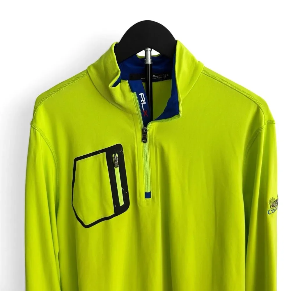 RLX Ralph Lauren Colonial Golf 1/4 Zip Pullover Men XL Neon Green Performance